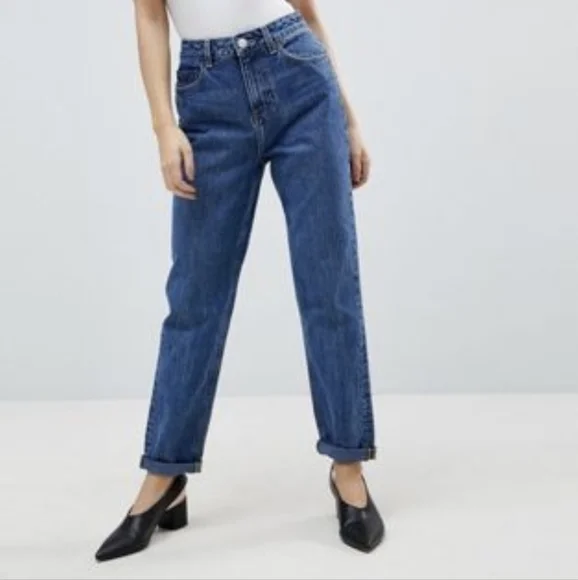 ASOS High Waisted Mom Jeans Size 30" Waist Medium Wash - Picture 1 of 10